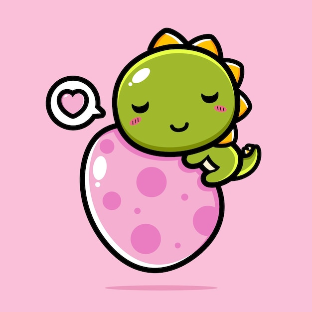 cute dino hugging an egg isolated on pink