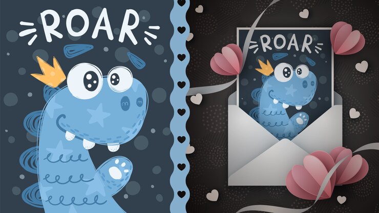 Cute dino - idea for greeting card