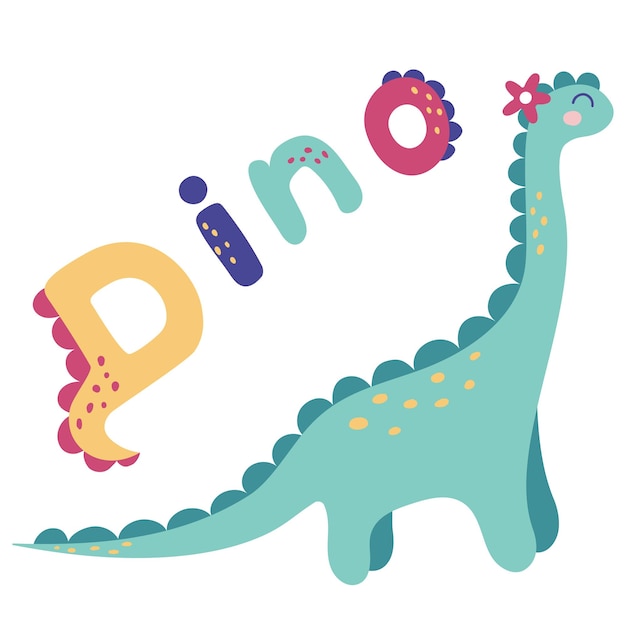 Cute dino nursery decorazione camera stampe per baby room baby shower biglietto di auguri bambini e magliette del bambino e indossare illustrazione vettoriale disegnato a mano