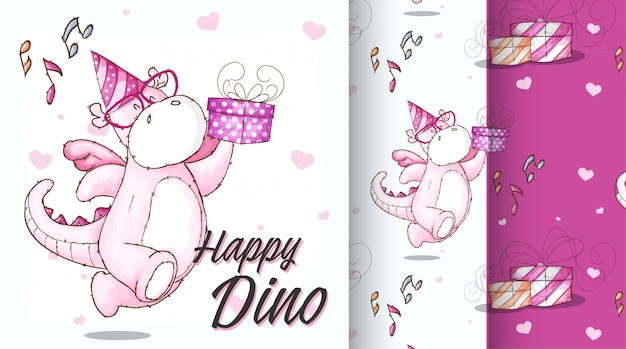 Cute dino pattern illustration