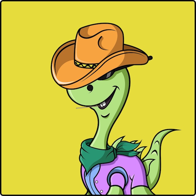 Cute dino relaxing wearing a cowboy hat