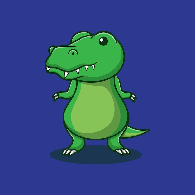 Cute dino standing cartoon vector icon illustration animal kawaii