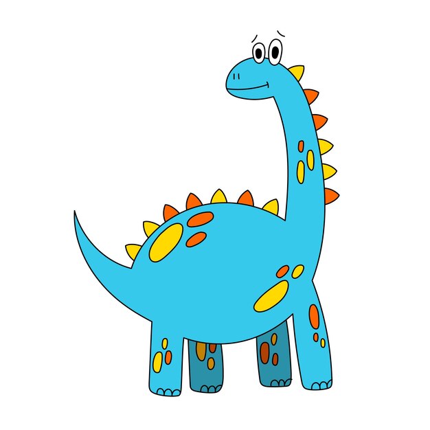 Vector cute dinosaur. bright vector doodle hand drawn in cartoon style.