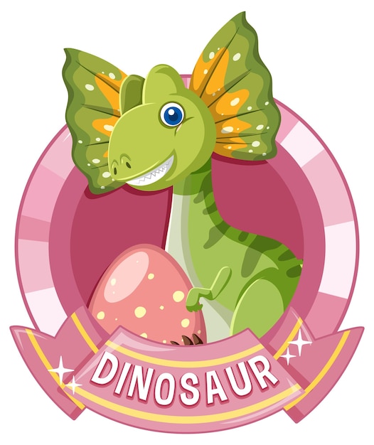 Cute dinosaur cartoon badge