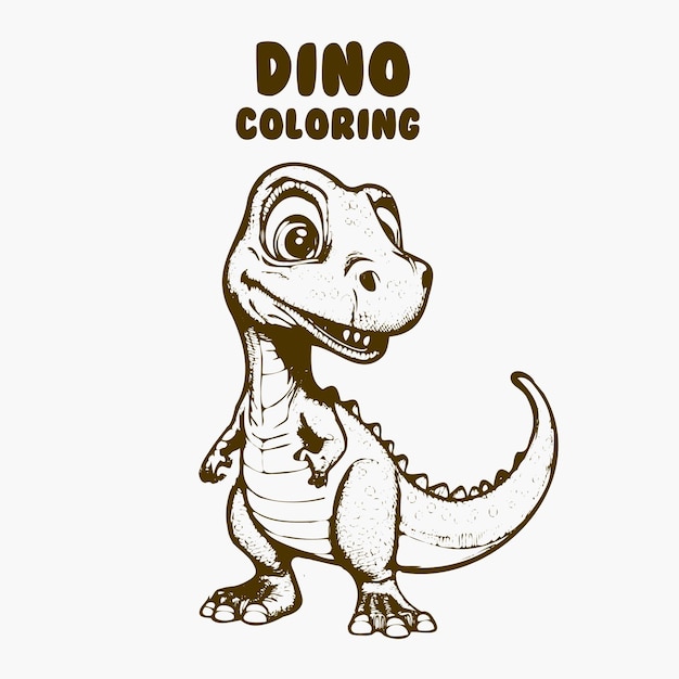Vettore cuti personaggi di cartoni animati di dinosauri illustrazione vettoriale per bambini colorazione libro linea arte per colorare.