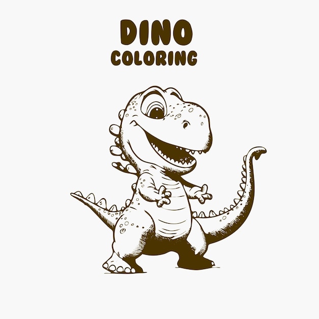 Vettore cuti personaggi di cartoni animati di dinosauri illustrazione vettoriale per bambini colorazione libro linea arte per colorare.