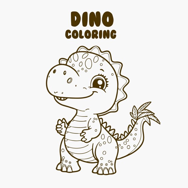 Cuti personaggi di cartoni animati di dinosauri illustrazione vettoriale per bambini colorazione libro linea arte per colorare.