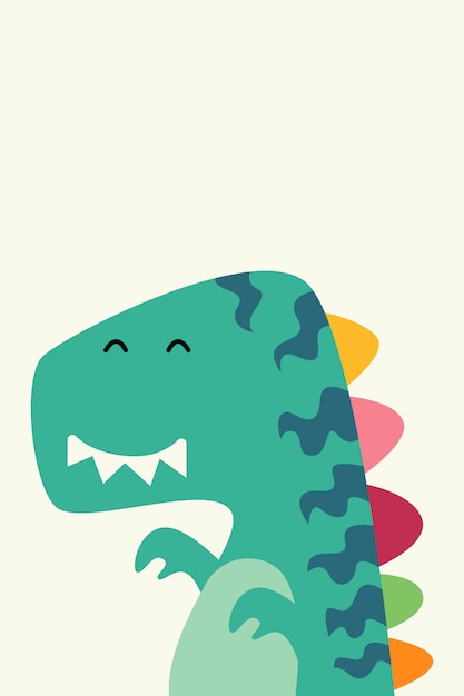 Cute dinosaur cartoon for children poster illustration . Flat dinosaur character 