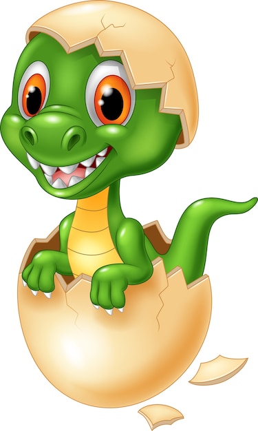 Cute dinosaur cartoon hatching