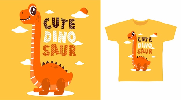 Simpatico cartone animato di dinosauro per il design della maglietta