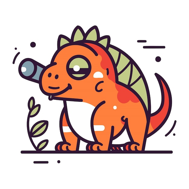 Cute dinosaur cartoon vector illustration cute prehistoric animal character