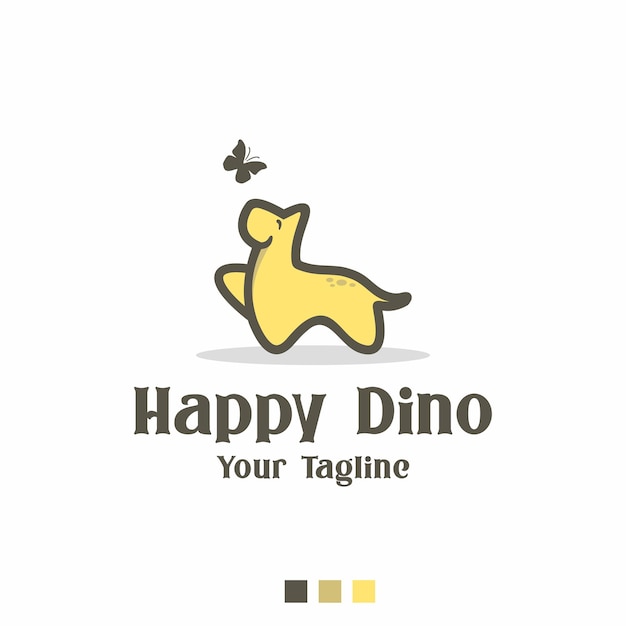 Cute dinosaur cartoon vector logo illustration