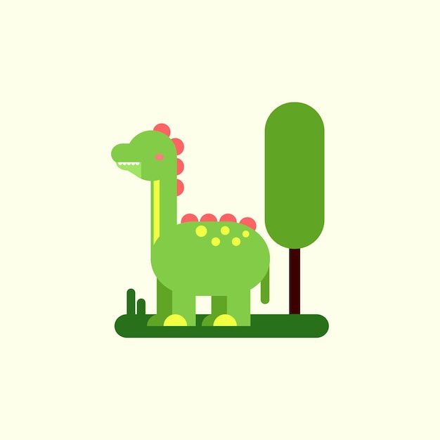 Simpatico dinosauro in stile infantile illustrazione vettoriale per il design della maglietta