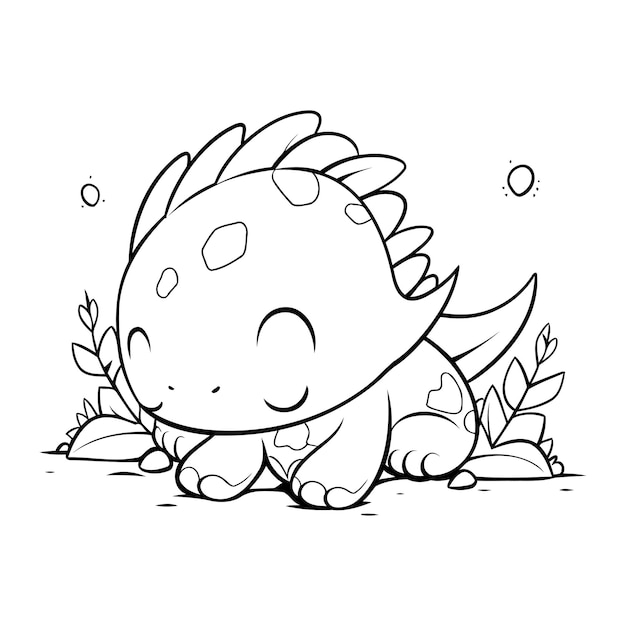 Cute dinosaur coloring page for kids Vector illustration of a cute dinosaur