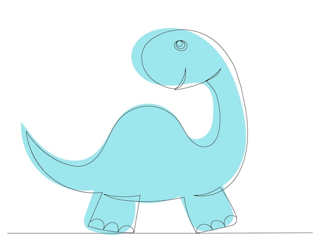 Cute dinosaur continuous line drawing vector sketch