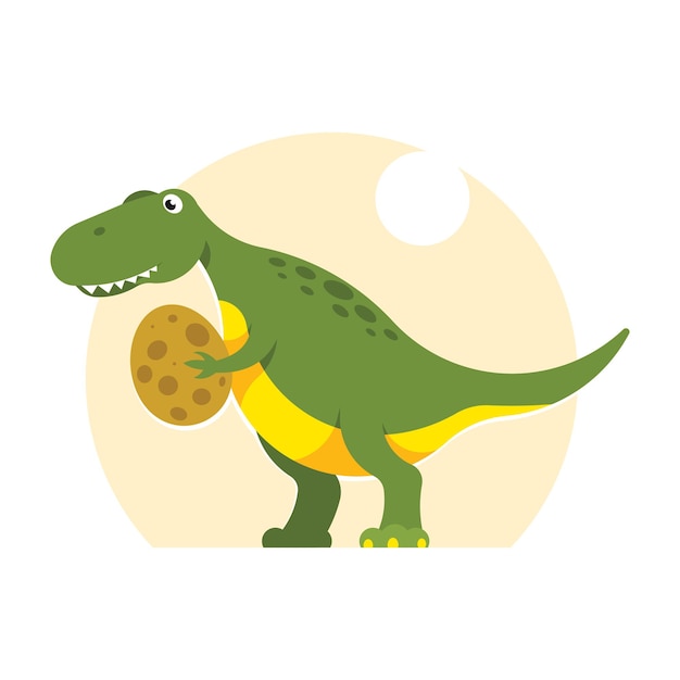 Vector cute dinosaur dinosaur with egg vector illustration in flat style