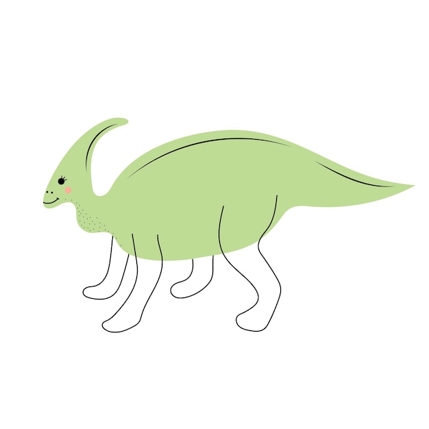 Vector cute dinosaur in doodle style hand drawn vector illustration