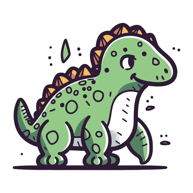 Vector cute dinosaur doodle vector illustration cartoon stegosaurus