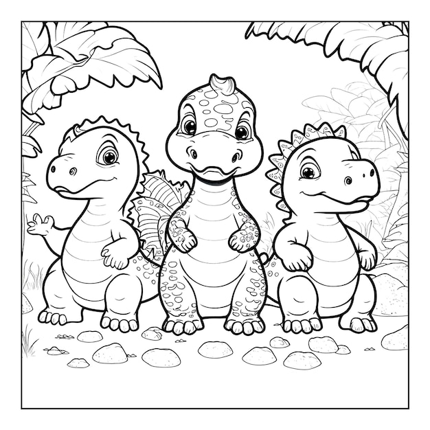 Hand-Drawn Dinosaur Coloring Pages for Kids
