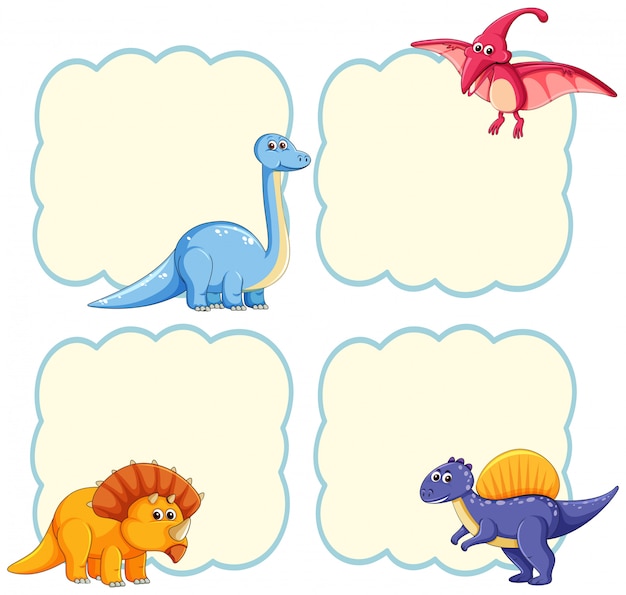 Vector cute dinosaur frame template