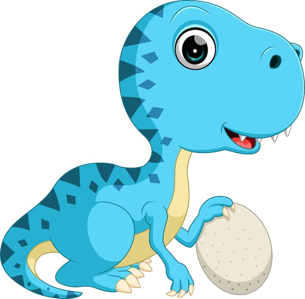 Cute dinosaur holding egg