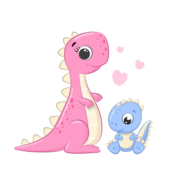 Cute Pink Dinosaur Vector Illustration Stock Illustration