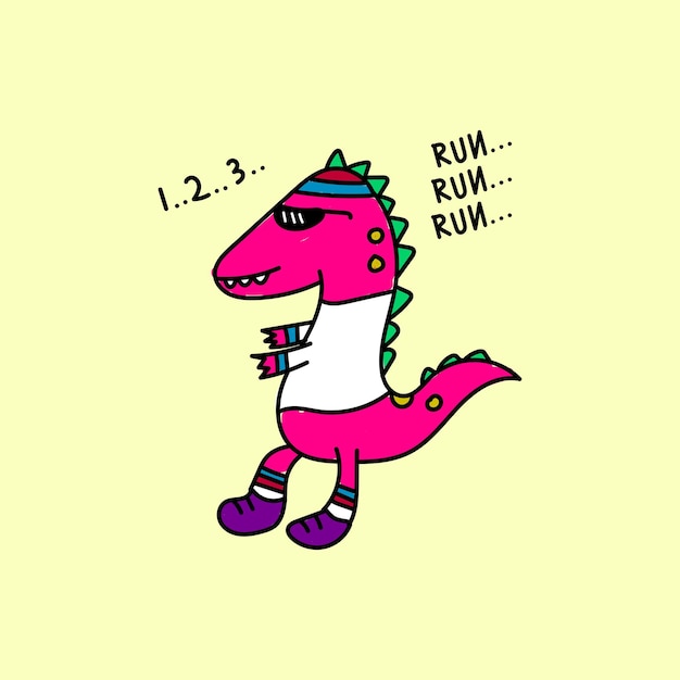 Cute dinosaur jogging vector design for wallpaper background fabric and textile