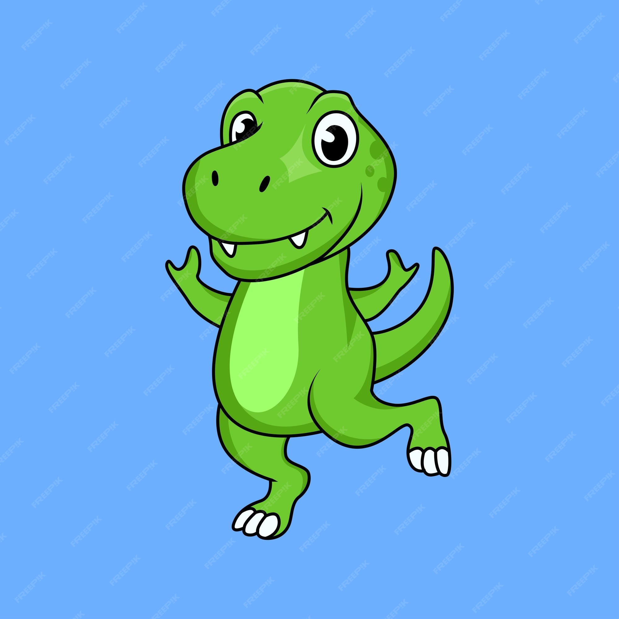 Cute little dinosaur cartoon jumping Royalty Free Vector