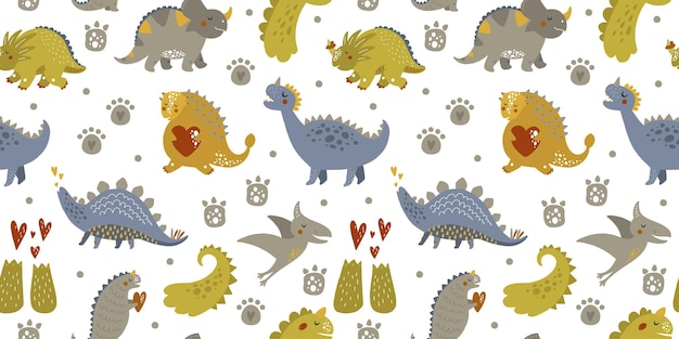 cute dinosaur pattern illustration kids