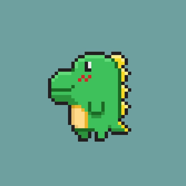 Vector cute dinosaur in pixel art style