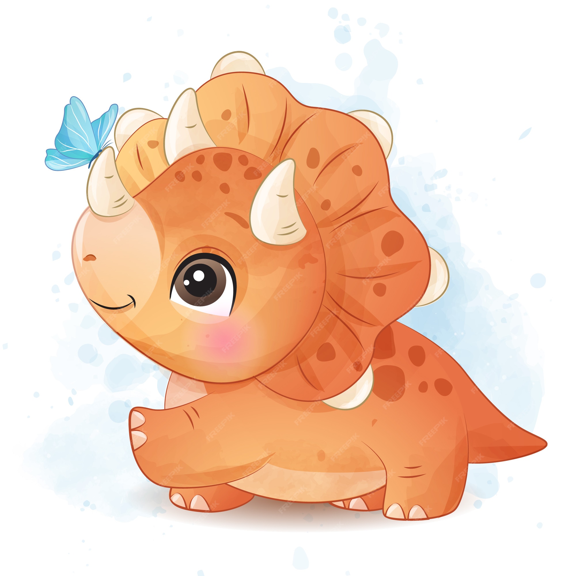 Premium Vector Cute little dinosaur playing with butterflies, desenho do  dinossauro rosa 