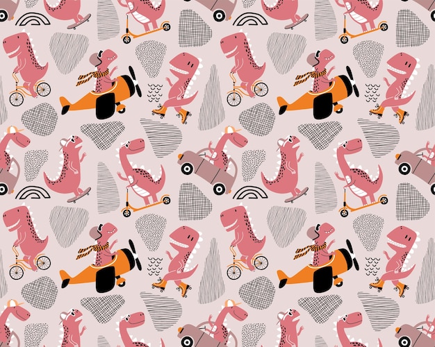 cute dinosaur seamless pattern.