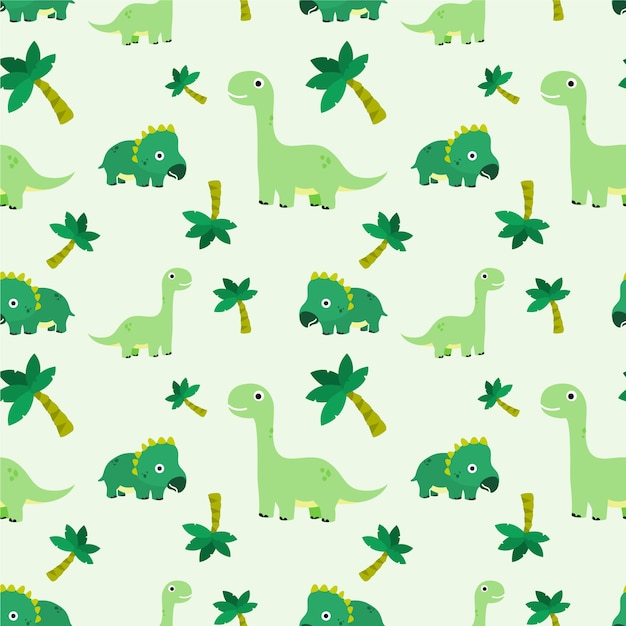 Vector cute dinosaur seamless pattern