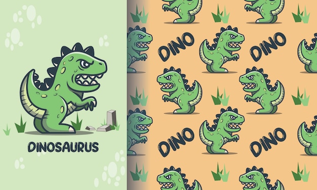 Vector cute dinosaur seamless pattern