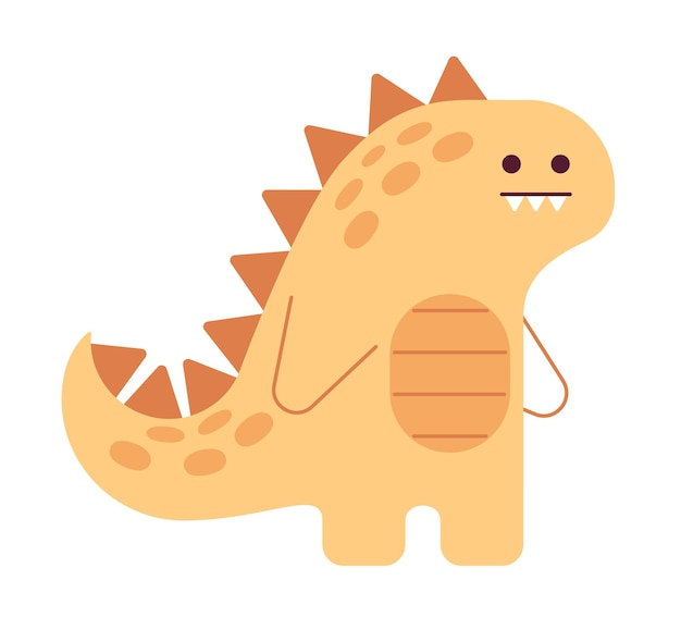 Cute dinosaur semi flat colour vector object Editable cartoon clip art icon on white background Simple spot illustration for web graphic design