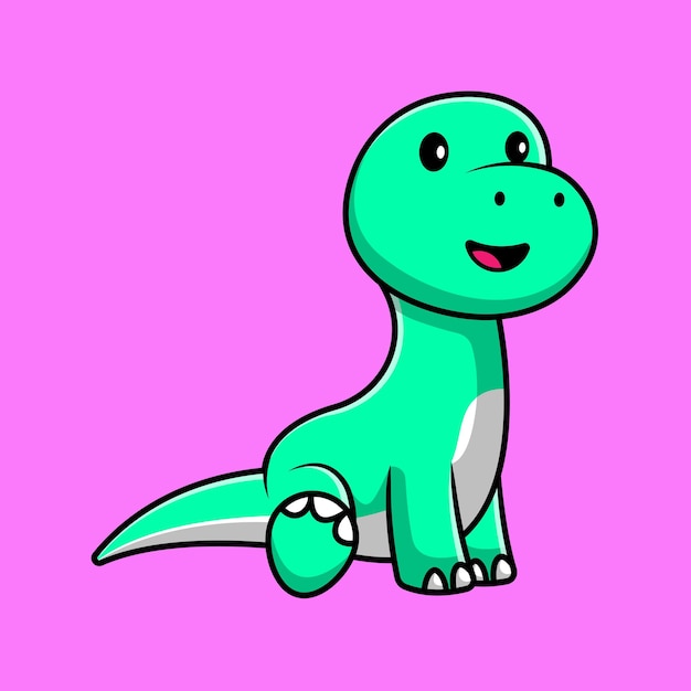 Cute Dinosaur Sitting Cartoon Vector Icon Illustration