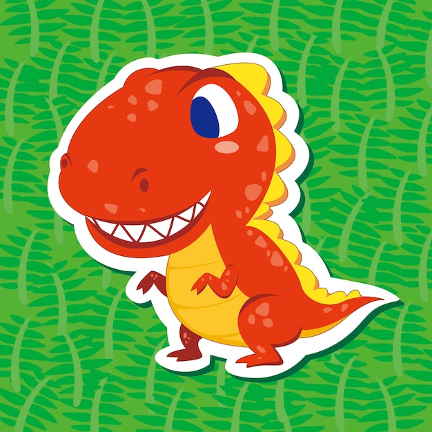 a cute dinosaur sticker with Tyrannosaurus