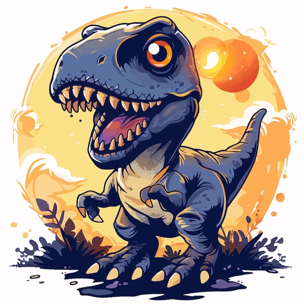 Vector cute_dinosaur_t_rex_cartoon_tshirt_arts_design