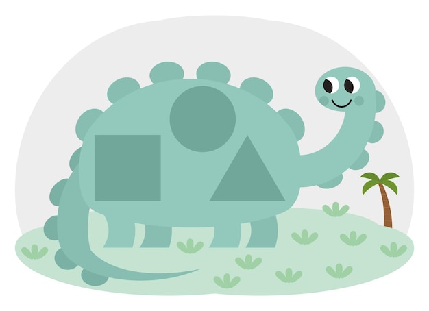 Cute dinosaur on the theme of shapes for kids