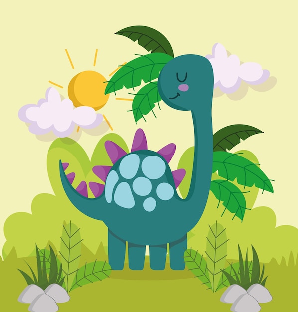 Cute dinosaur tropical land