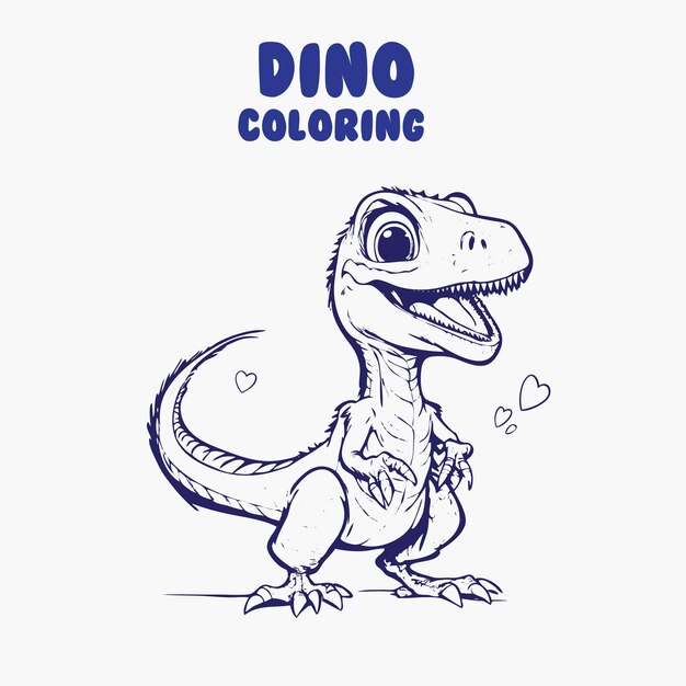 Vettore carino dinosauro di tirannosauro personaggi di cartoni animati illustrazione per bambini colorazione libro linea d'arte.