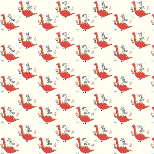 Cute dinosaur vector pattern for print greeting card and background wallpaper