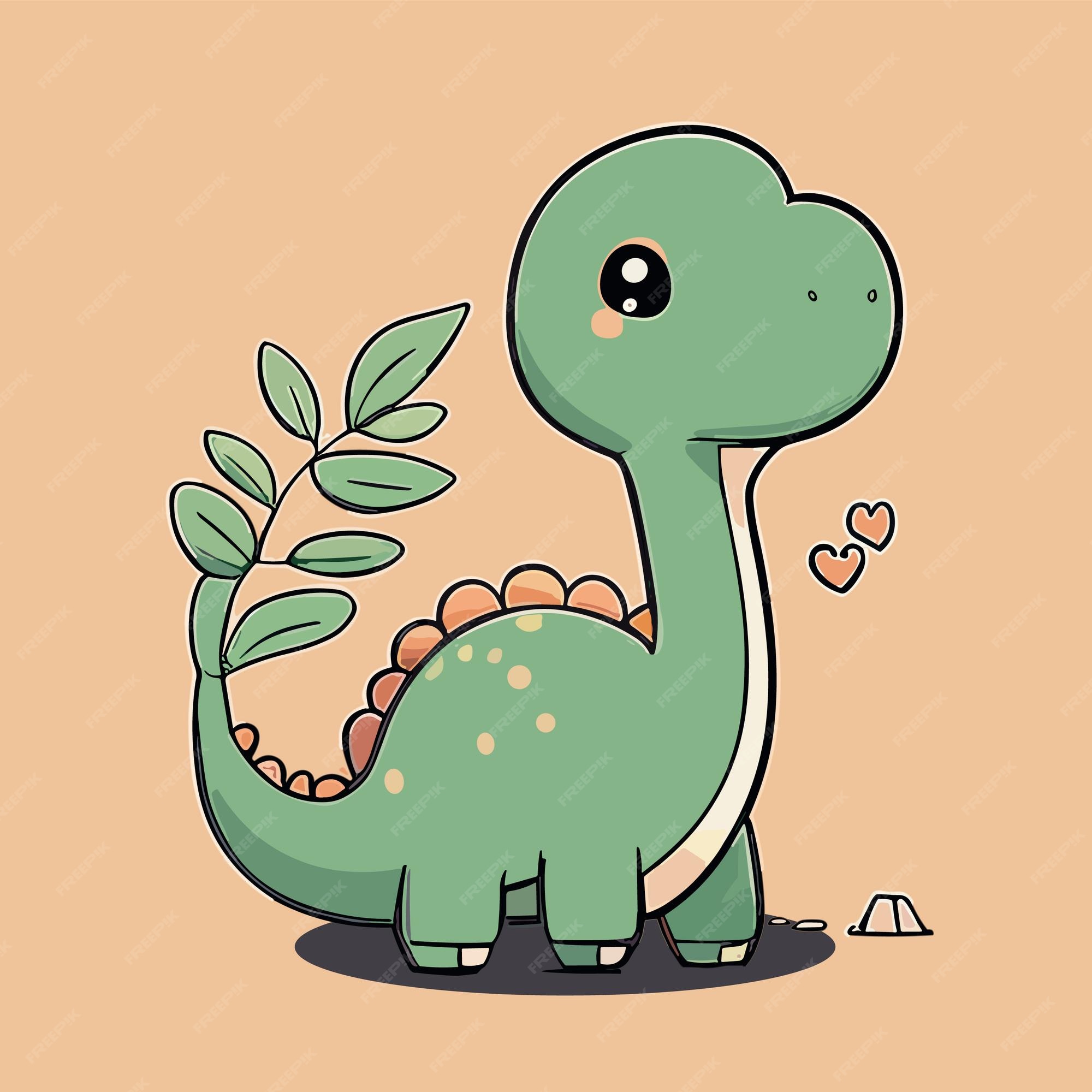  Premium Vector | A cute dinosaur with a green dinosaur on its back