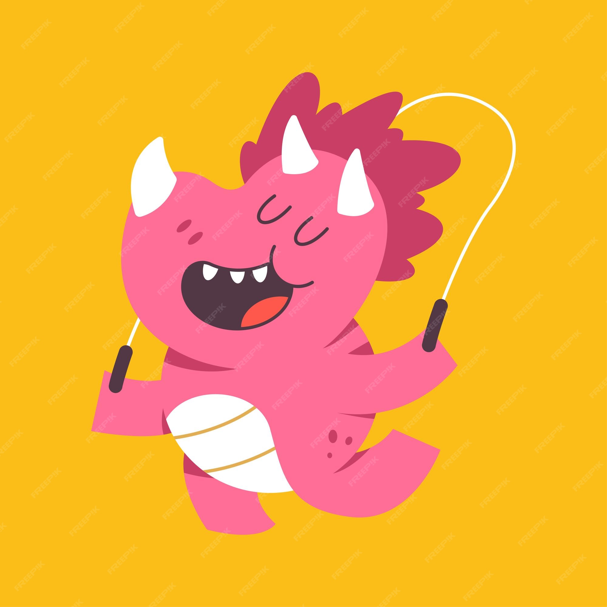 Cute Little Dinosaur Jumping Illustration Cartoon · Creative Fabrica