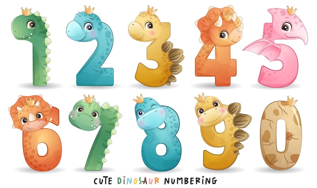 Cute dinosaur with numbering collection