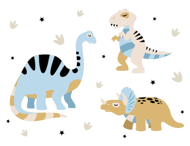 Милые динозавры Смешная коллекция мультяшных динозавров