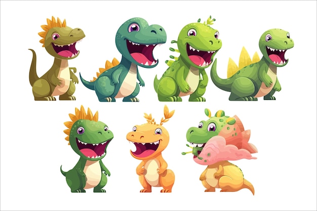 Cute dinosaurs Isolated on background Cartoon vector illustration