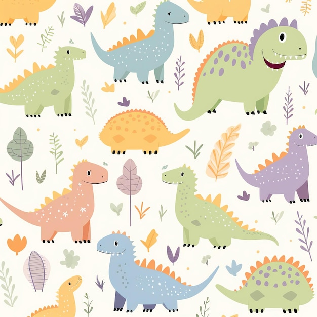 Cute dinosaurs pattern for kids vector