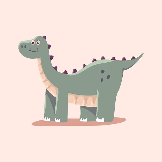 Cute diplodocus vector cartoon dinosaur illustration isolated on background.