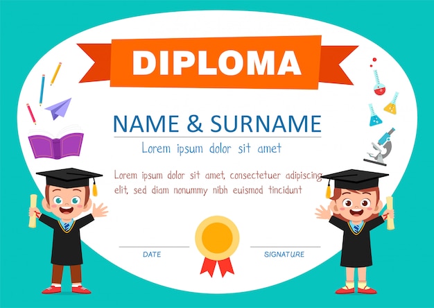 Cute diploma certificate template for school student